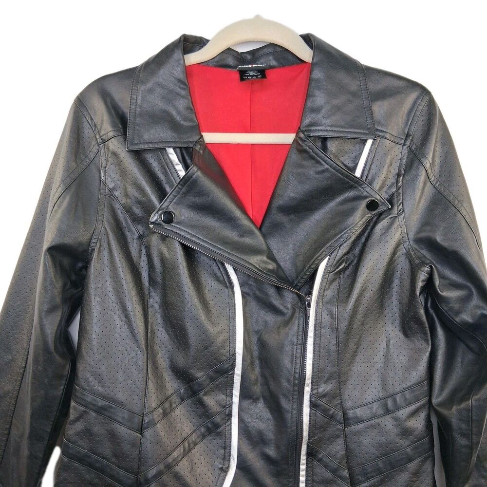 Marvel Black Widow Her Universe Moto Jacket Black Gold Faux Leather Ss L Junior - Picture 5 of 16